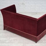 1970s, Danish 2-seater sofa, cherry-red furniture velour.