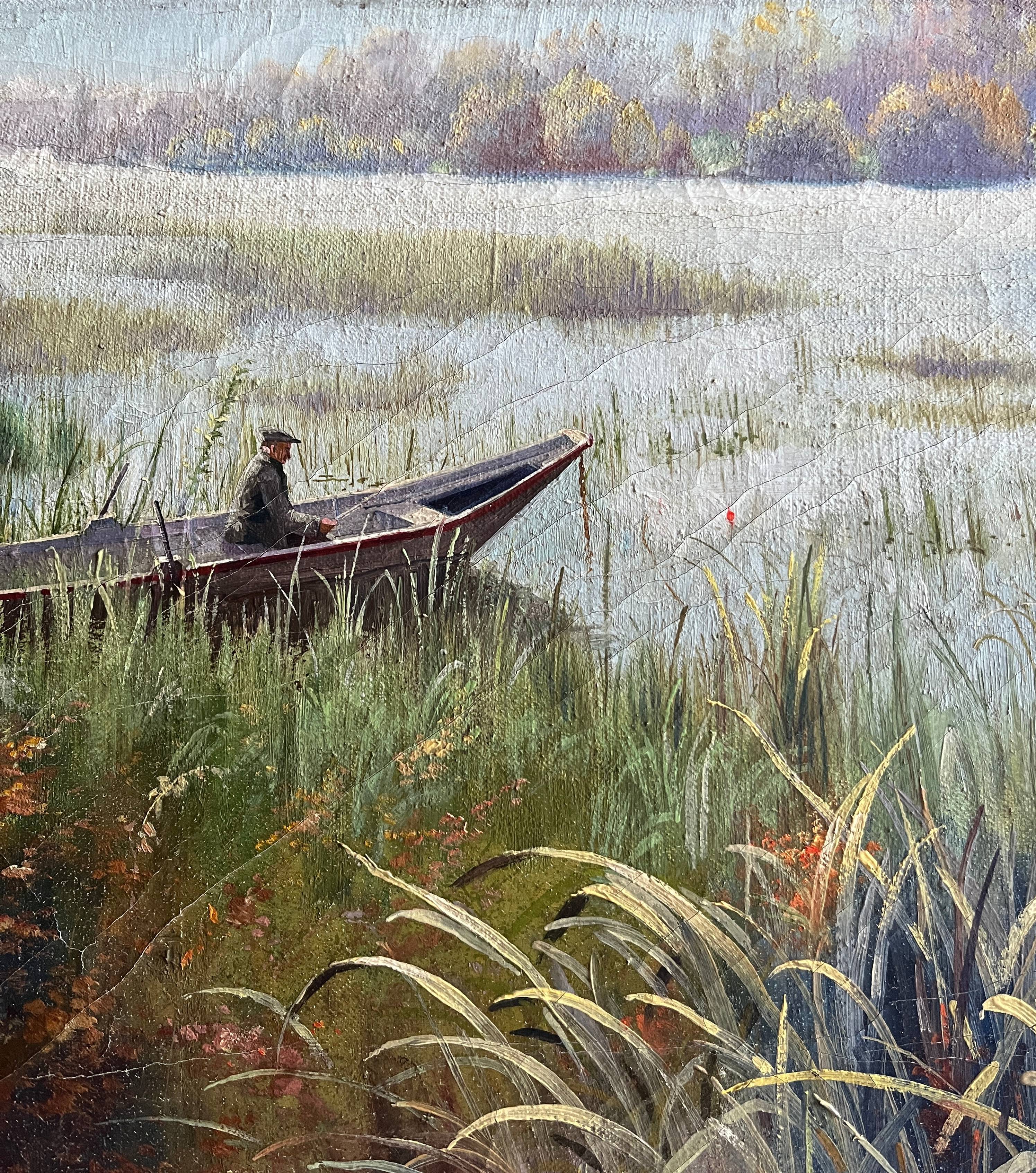 HST painting "The Fisherman" signed A. Maffié early 20th century