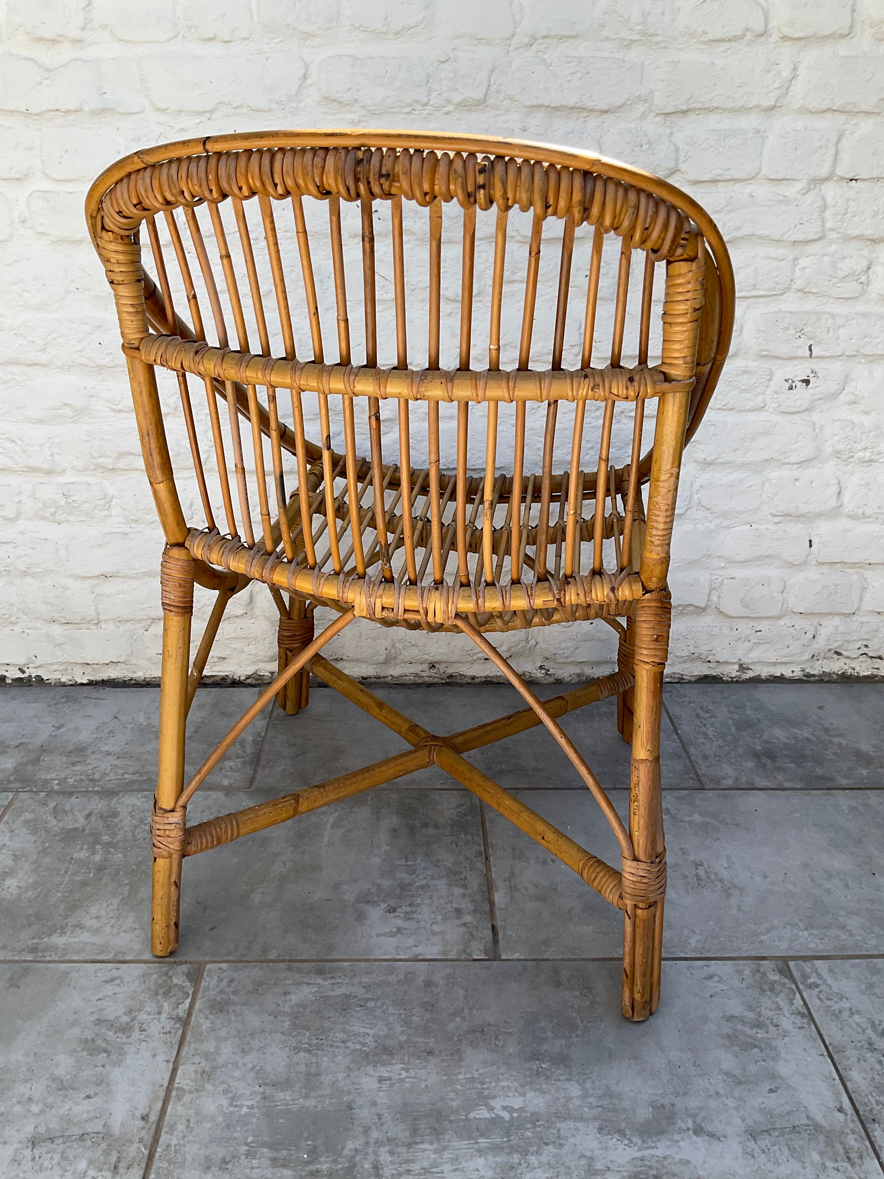 Vintage rattan armchair 60s-70s