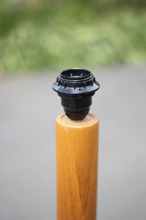 Lampadaire bois vintage sapin, lampe de plancher, lampe bois