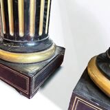 Rare Pair Of Sheaths - Truncated Columns From Napoleon III Period Lacquered Wood And Brass H 144 Cm