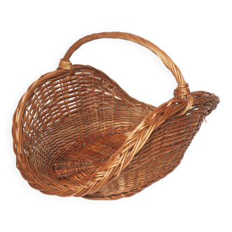Grand panier à buches en rotin
