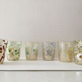 Set of 6 murano glasses acqua "goto" "murrisa" in murano glass unique piece