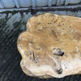 Handcrafted Brutalist coffee table in solid elm
