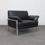 Postmodern Italian lounge chair in leather and chrome, 1980s