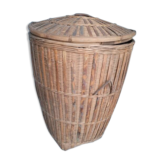 Basket 71cm woven bamboo viet nam asia XXth