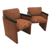 Paire de fauteuils années 80 retapissés