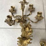 Pair of 5-light gold wall candlesticks