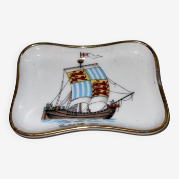 Old English Ship ashtray 1300 Limoges France / Bibelot