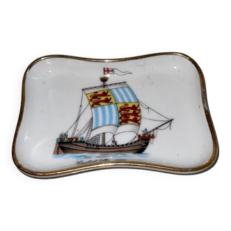 Old English Ship ashtray 1300 Limoges France / Bibelot