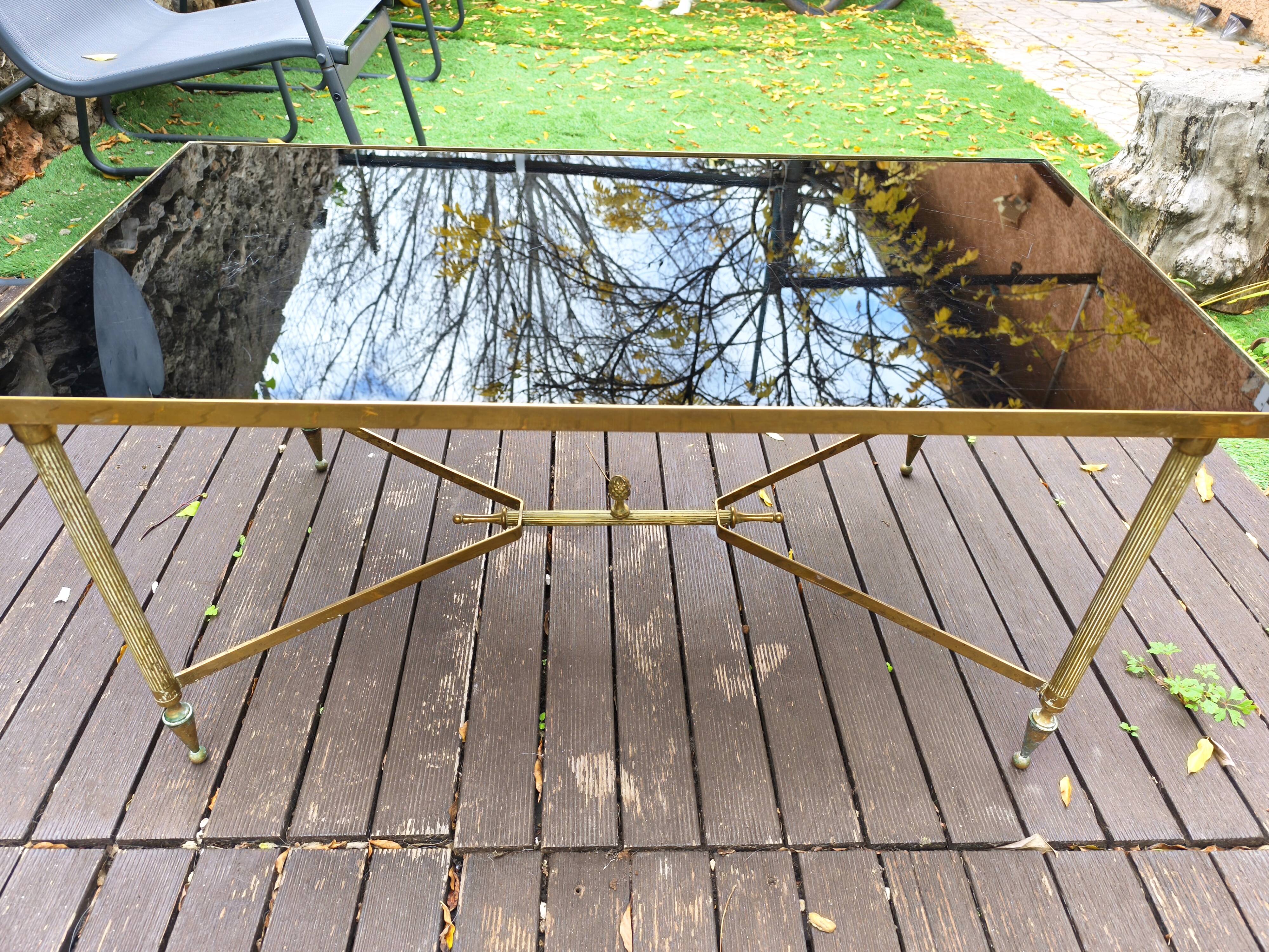 Vintage Coffee Table 60s-70s Gold Brass Hollywood Regency/Jansen Style