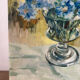 Bouquet of blue flowers, oil on canvas signed