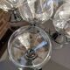 6 small retro smoked burgundy stemmed glasses