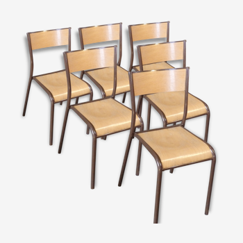 Set of 6 chairs of schoolboy Mullca 510.