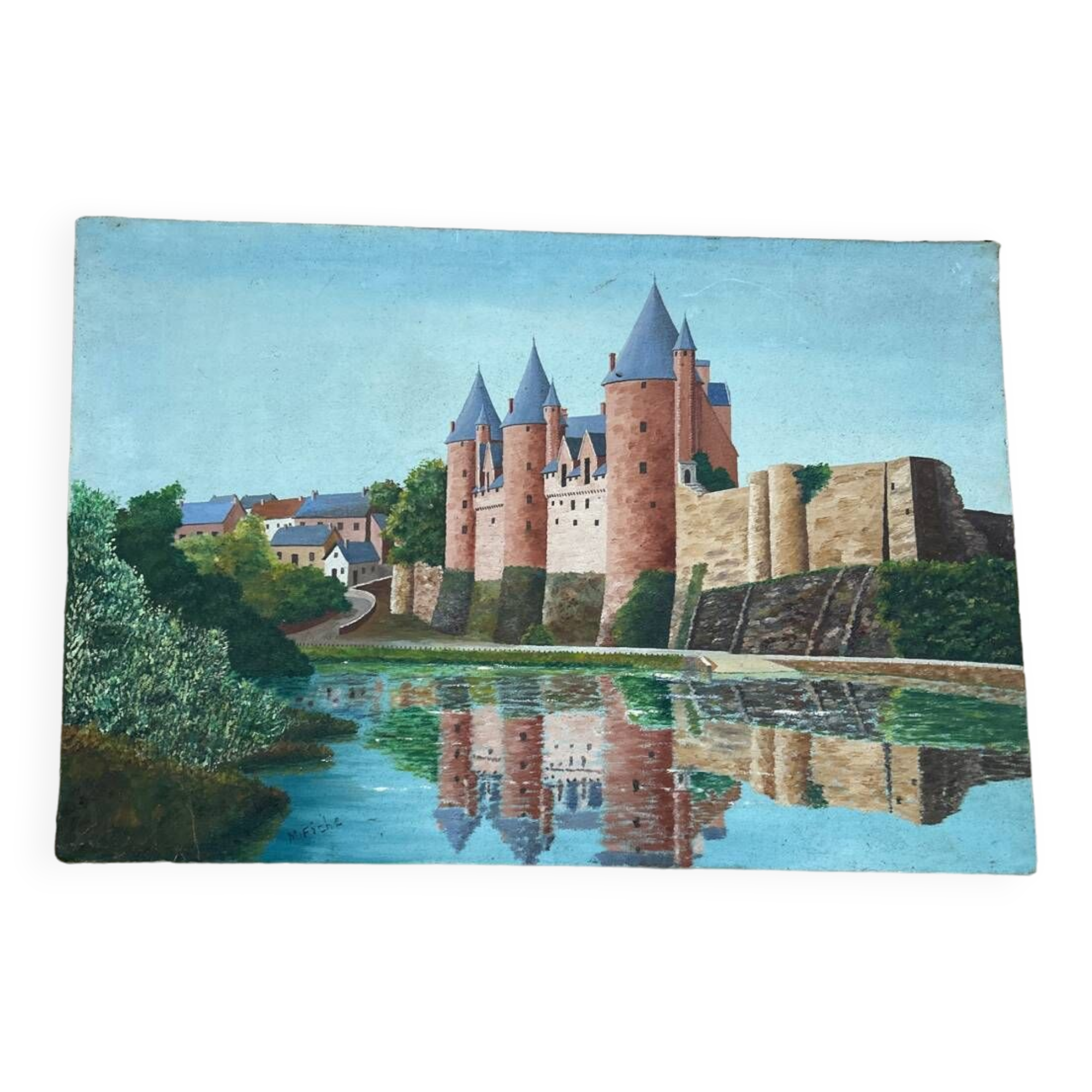 Huile sur toile paysage signée M.Fiche