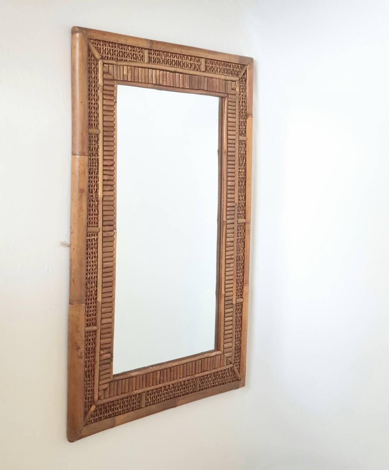 miroir bambou rotin Italie XXe 1940-1950