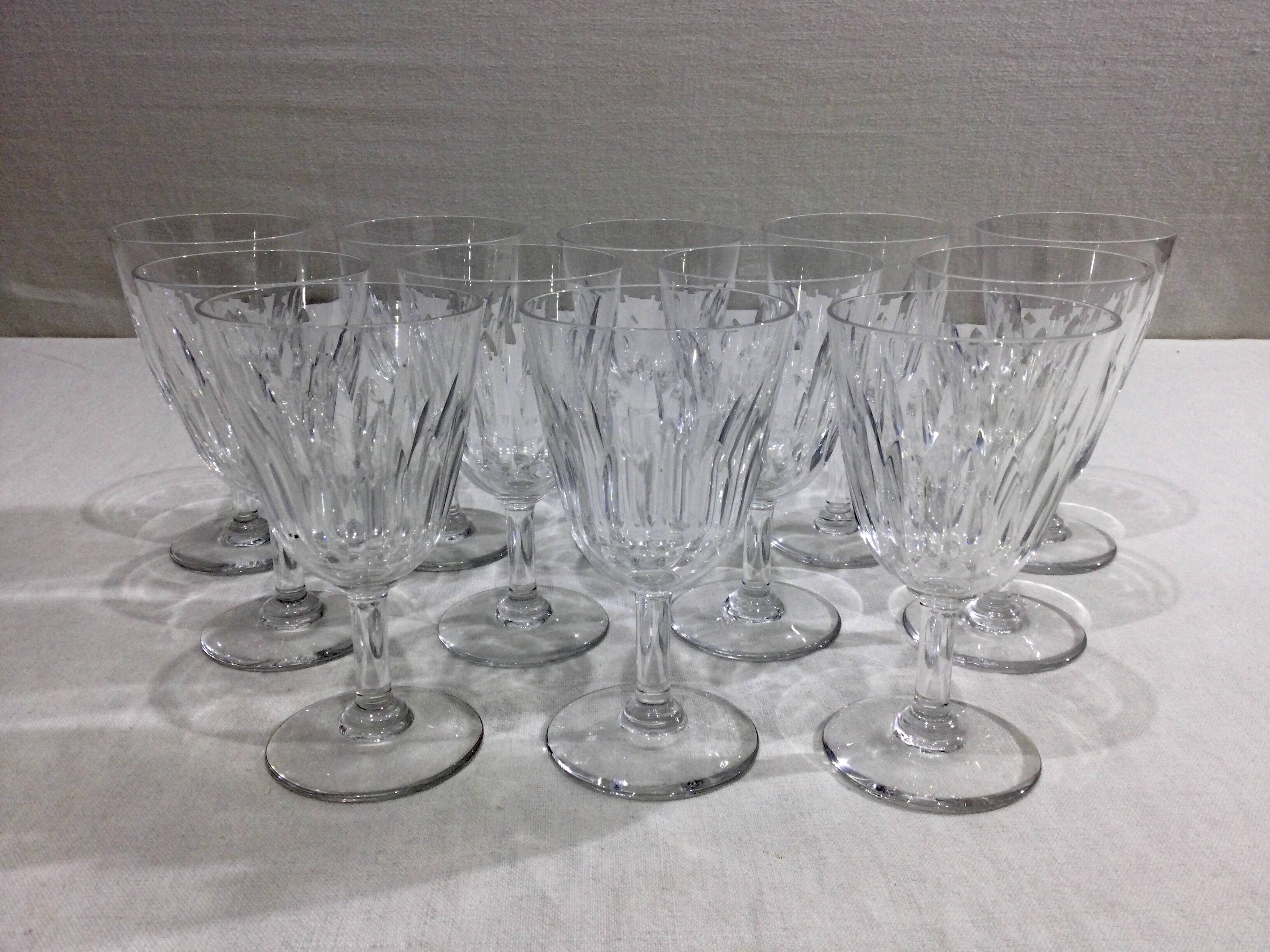 Baccarat – 12 Baccarat Crystal Water Glasses, Casino Pattern