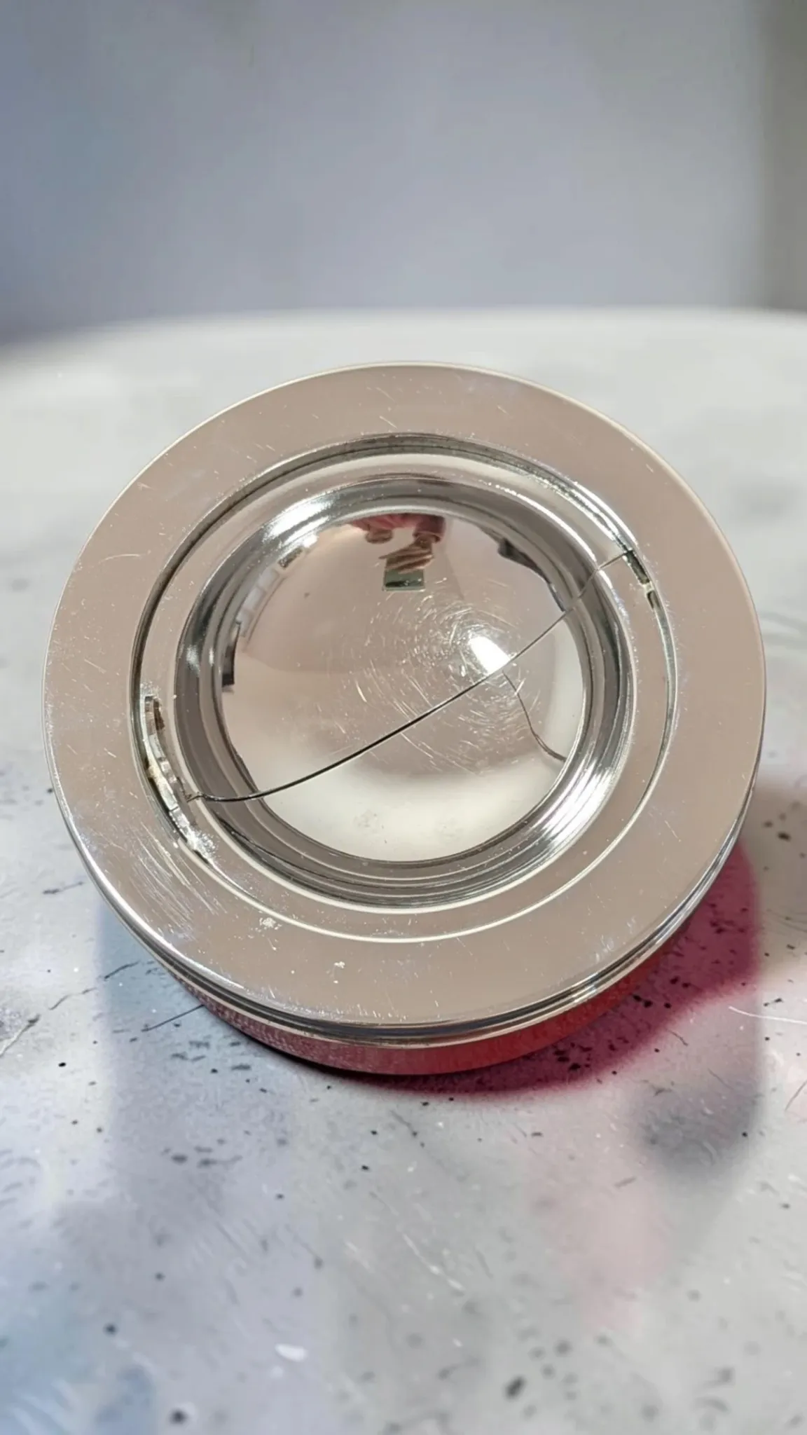 Vintage Red Metal Ashtray Space Age - Caimi Brevetti Italy 1970