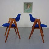 Set of Compass Chairs in Teak and Kvadrat Hallingdal 65 by Kai Kristiansen for Schou Andersen, 1960s