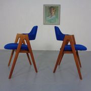 Set of Compass Chairs in Teak and Kvadrat Hallingdal 65 by Kai Kristiansen for Schou Andersen, 1960s