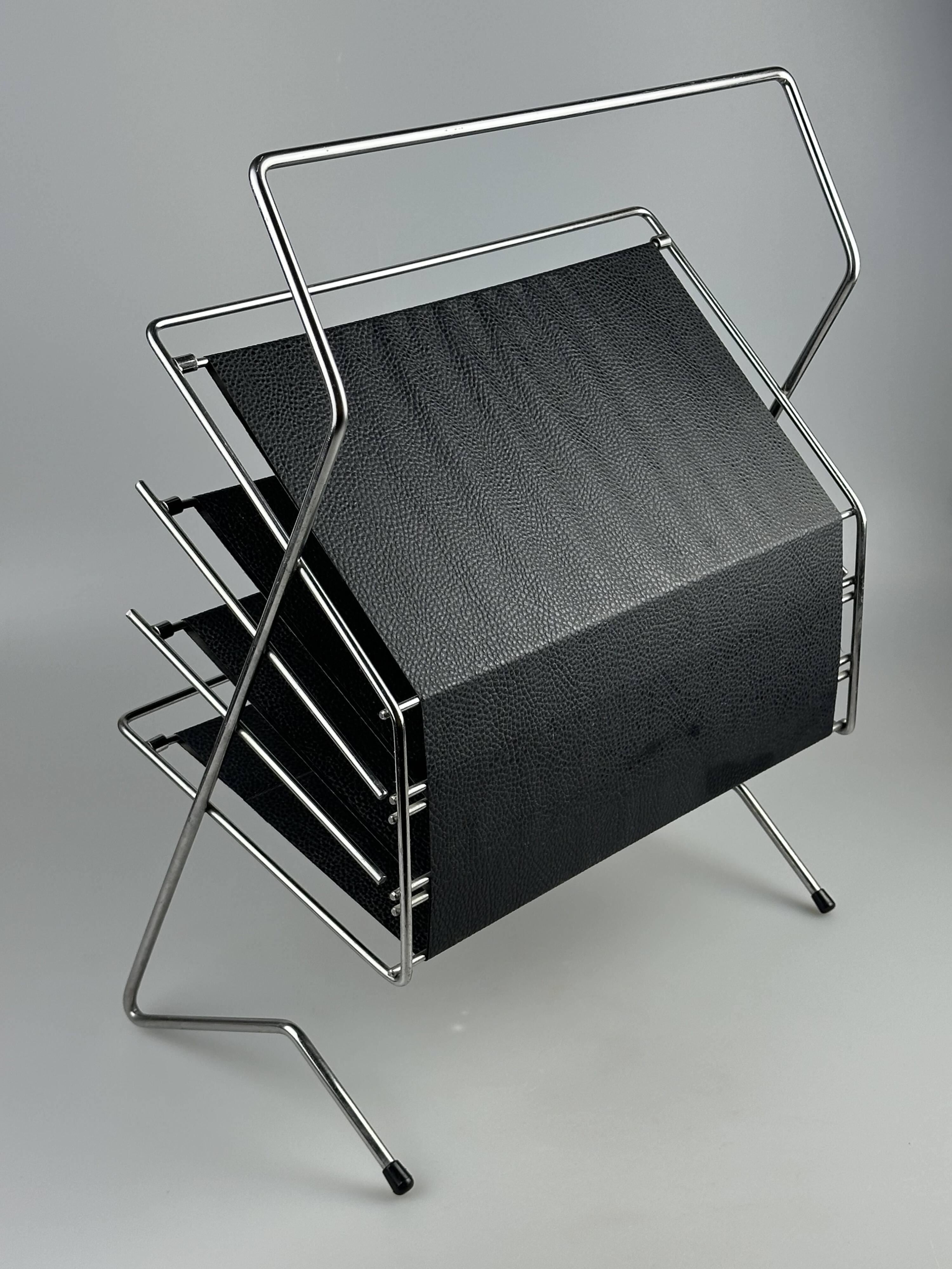 1960s 1970s Newspaper Holder in Metal & Plastic Space Age Design