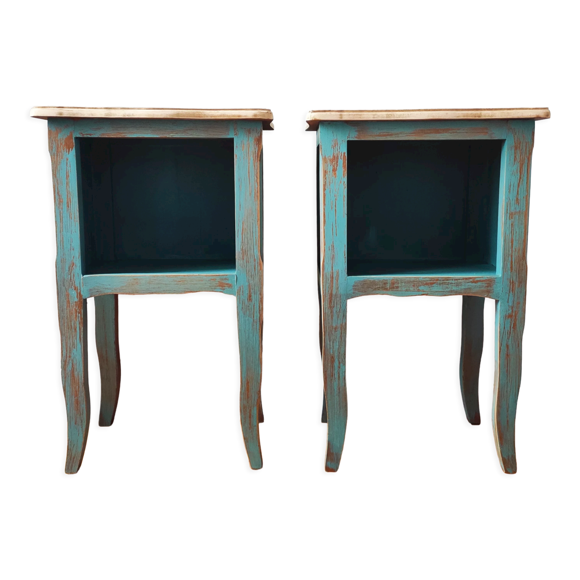 Pair of weathered bedside tables