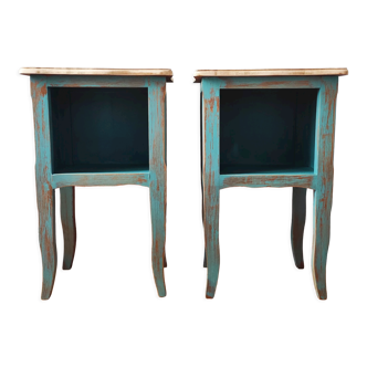 Pair of weathered bedside tables