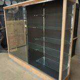 Ancient shop window Ch. Leclerc Lille 1930 in beech glass and chromed metal