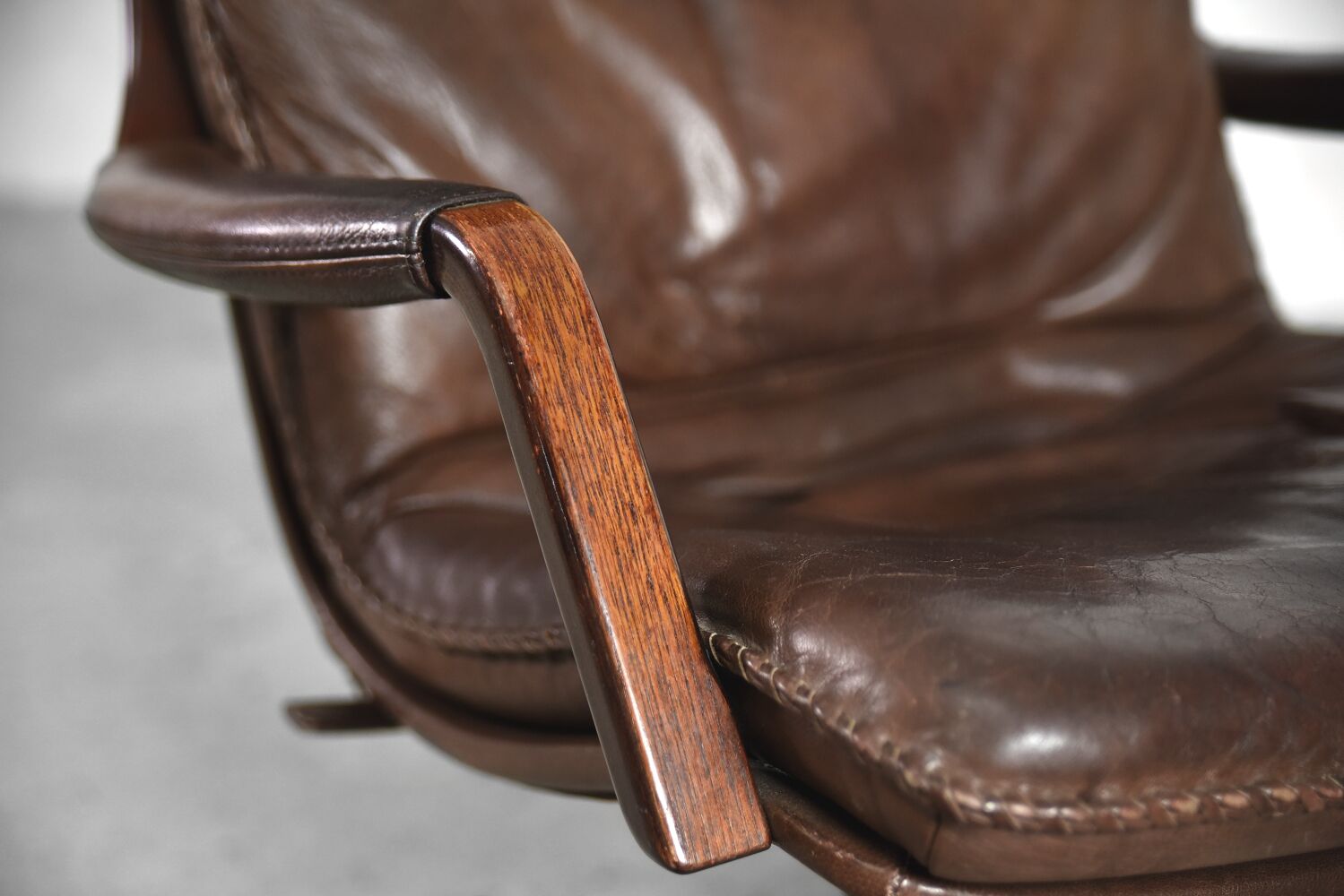 Fauteuil et pouf réglables en cuir patiné danois par Berg Furniture, années 1970