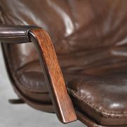 Danish patinated leather adjustable easy chair and ottoman by Berg Furniture, 1970s