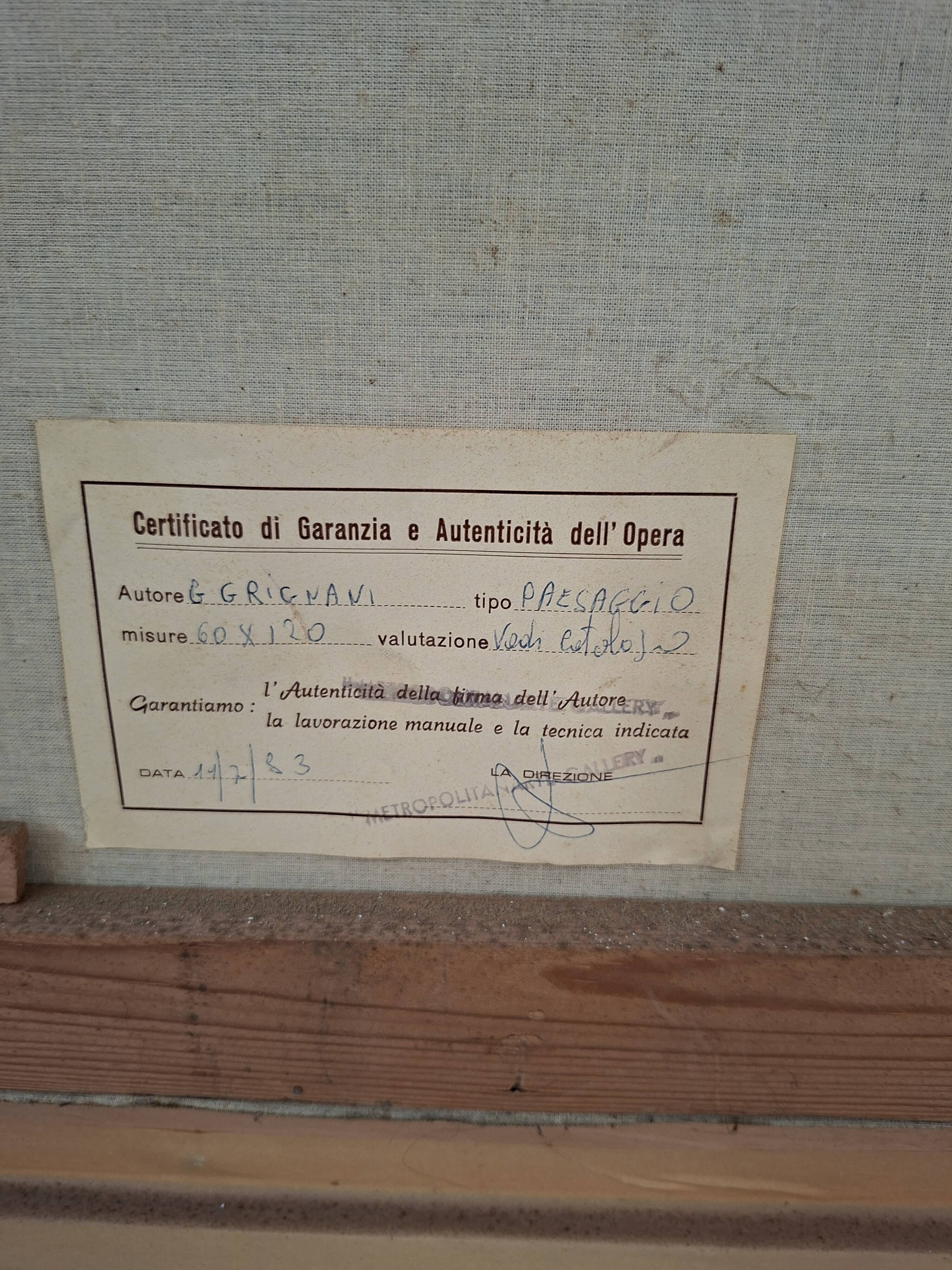 Dipinto a Olio "Paesaggio con Ponte" G. GRIGNANI. 1983