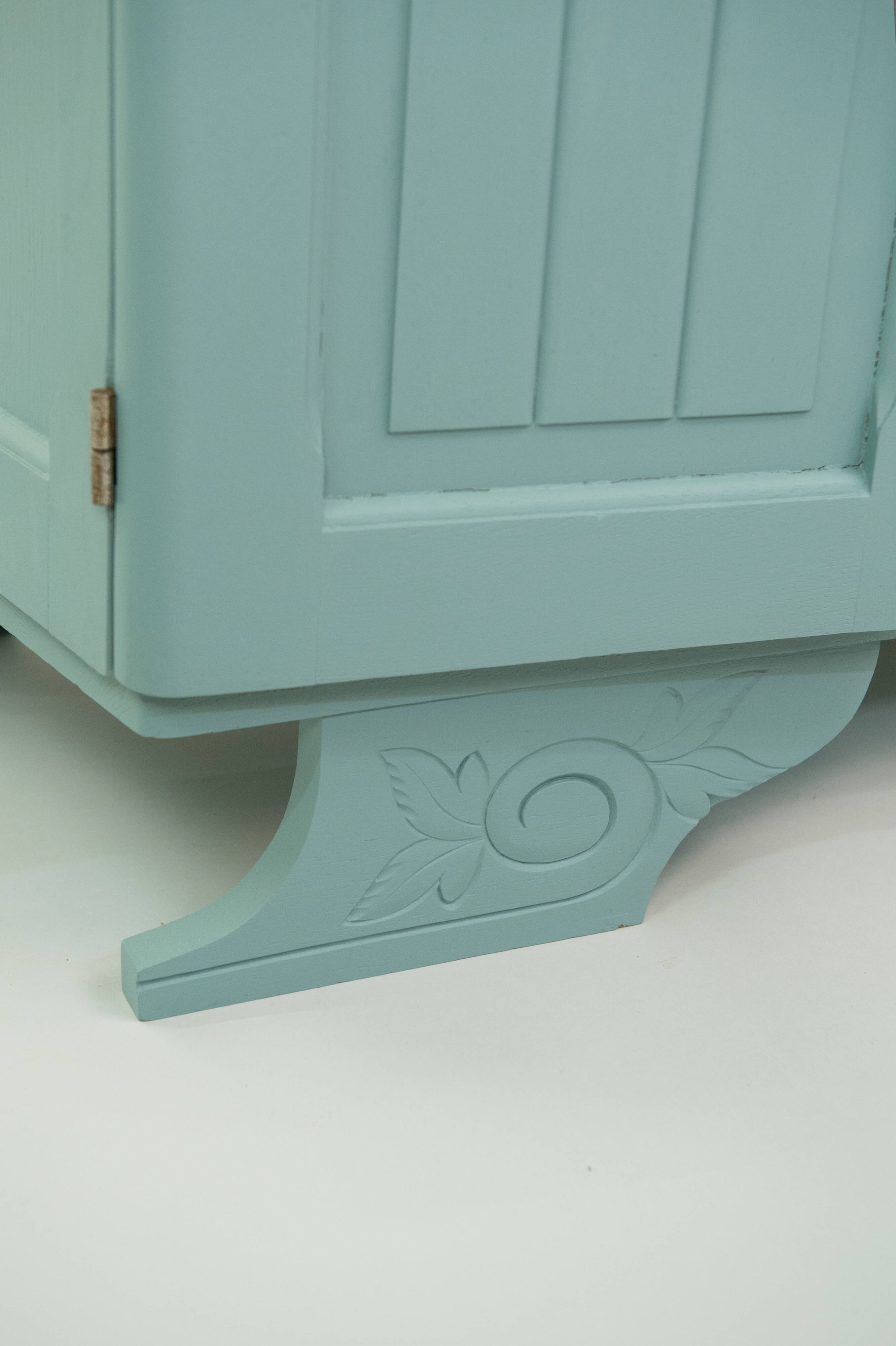 Restored art deco cabinet, mustache feet