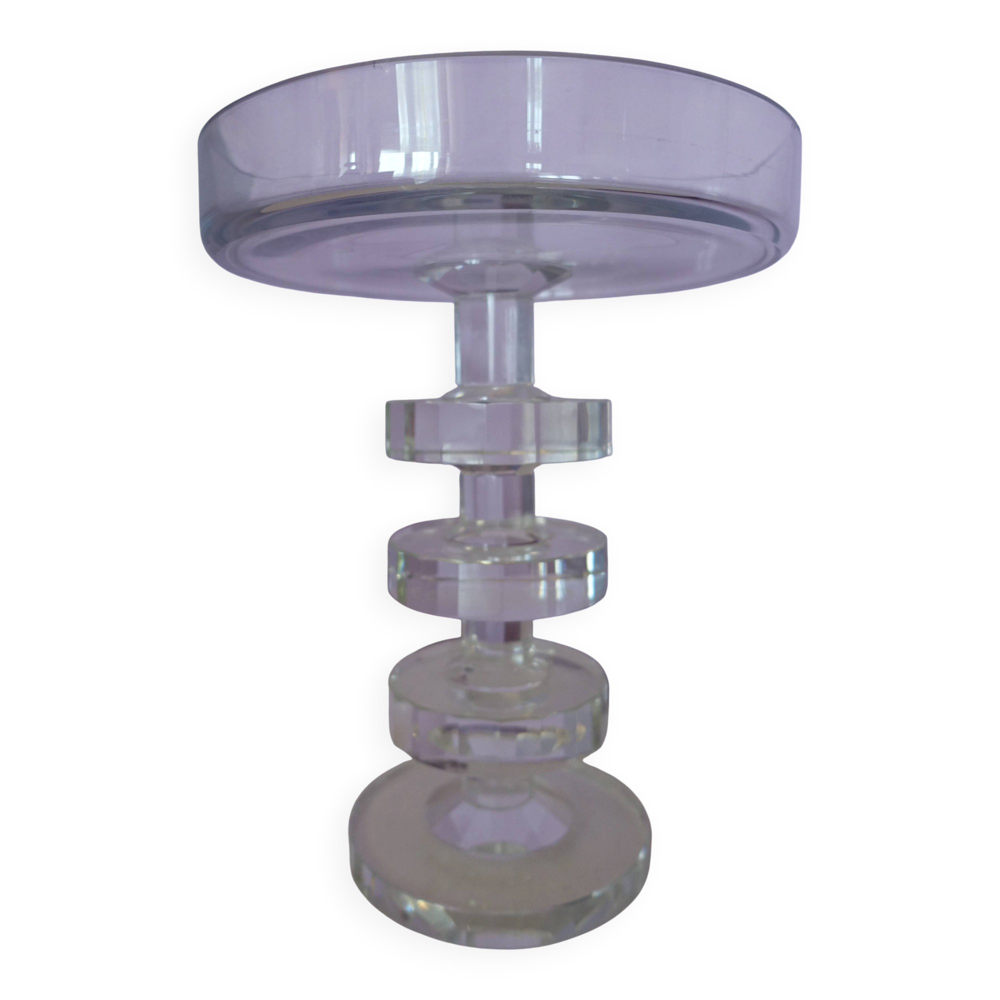 Superb crystal bowl on a 50 cm high pedestal, elegant and refined.