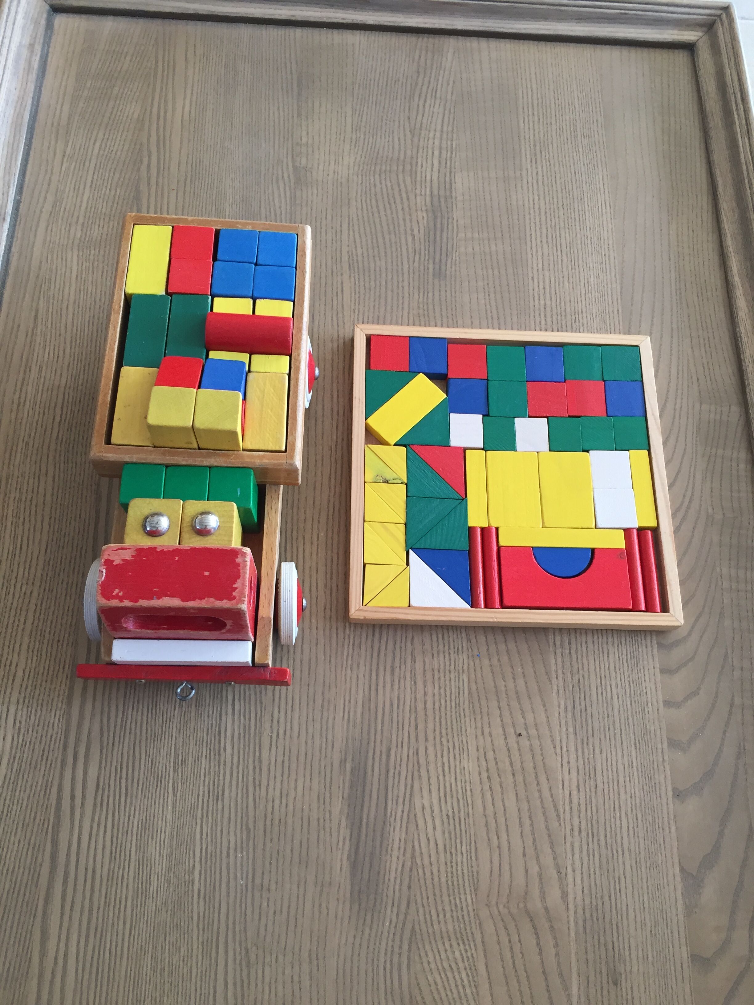 Vintage wooden educational games (truck & tablet)