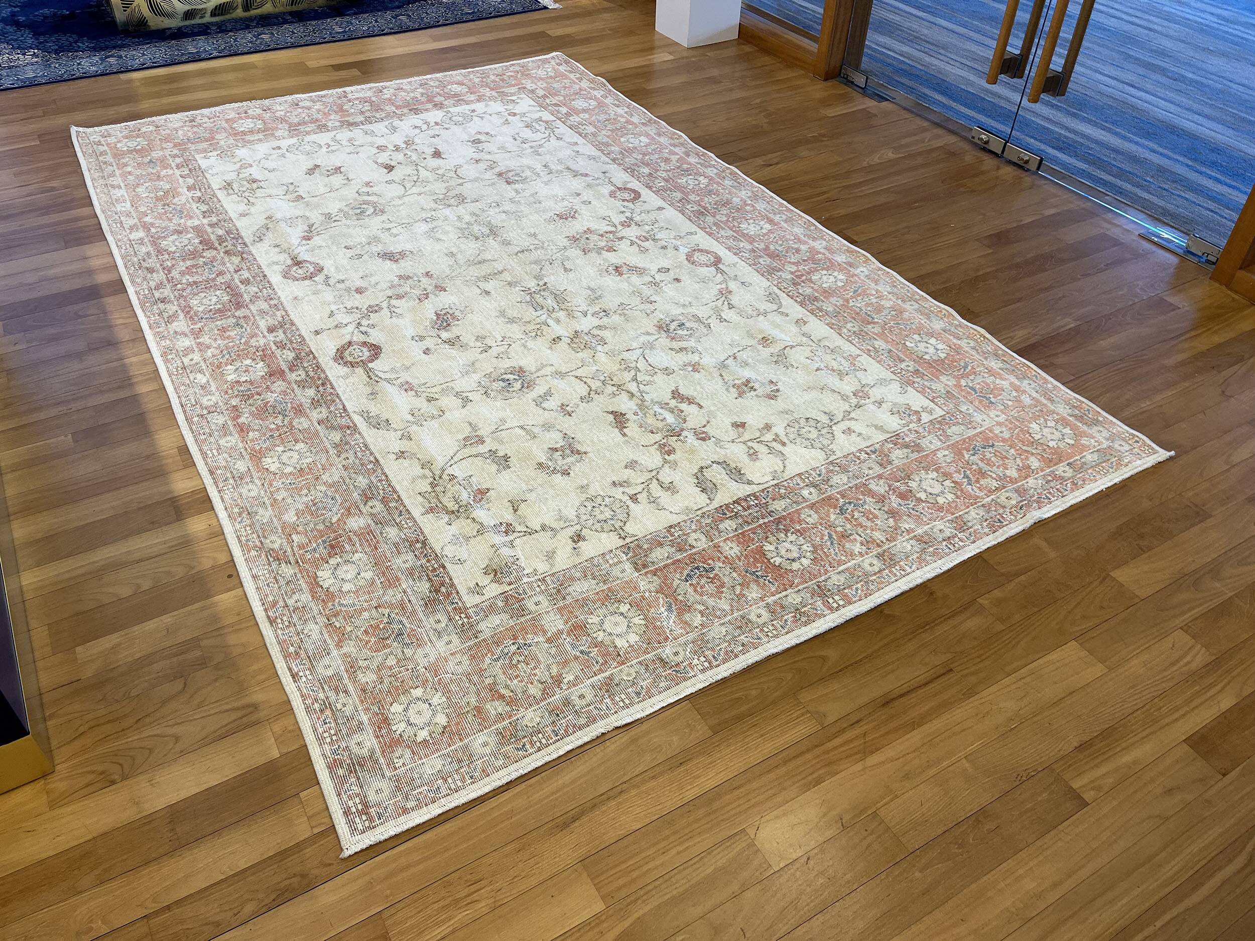 Vintage Large Pastel Carpet with Flowers