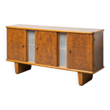 Vintage walnut burl sideboard with decorative inserts, 1940s