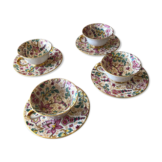 4 cups antique earthenware