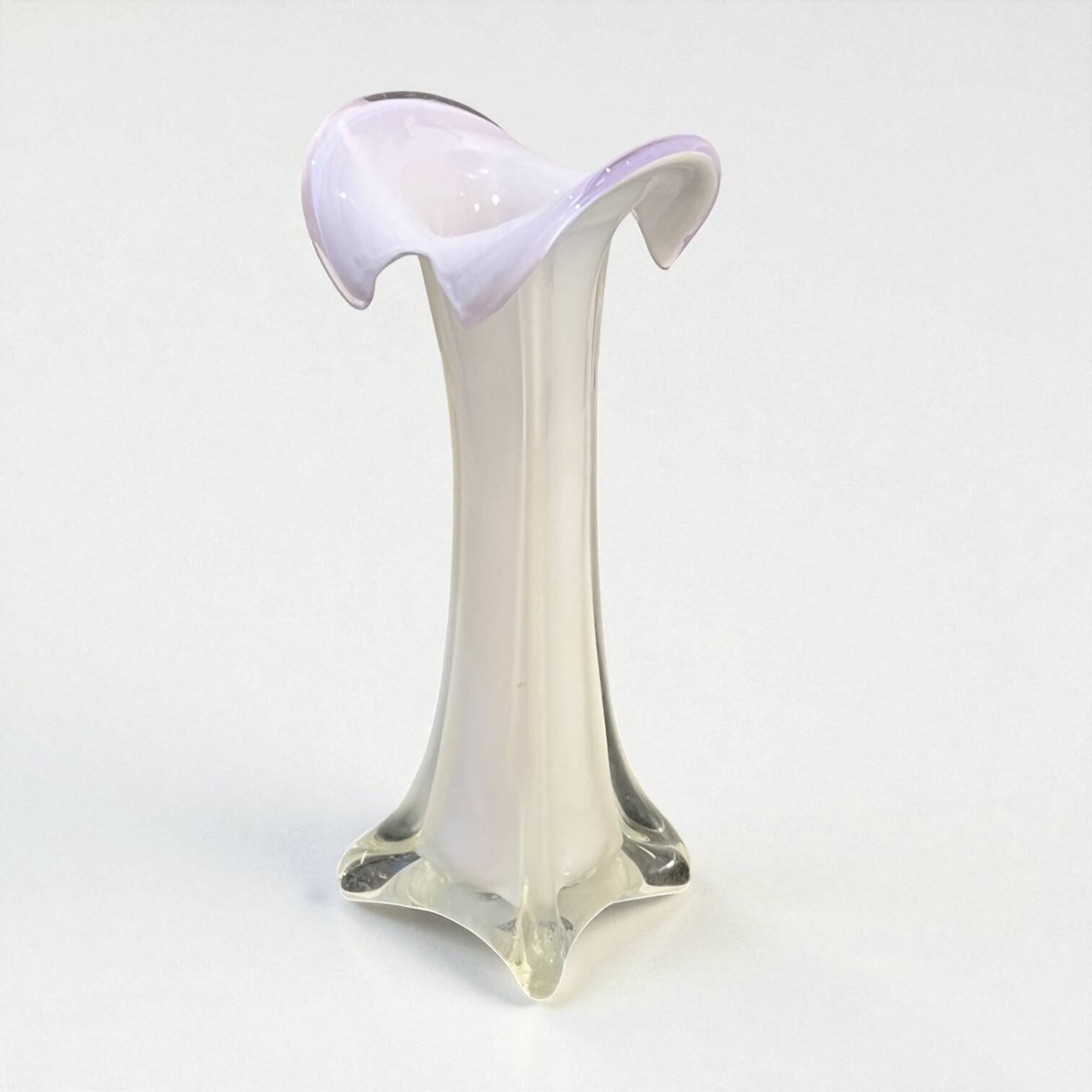 Murano blown glass soliflore vase, white - parma, vintage 1970s