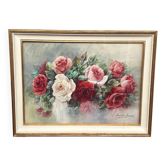 Nature morte "Roses" à l'aquarelle, Madeleine Renaud (1900-1994)