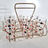 Vintage 6 Verres trumblers Jeu de cartes