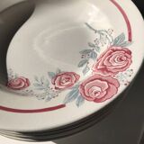 8 vintage Avranches earthenware plates decorated with roses
