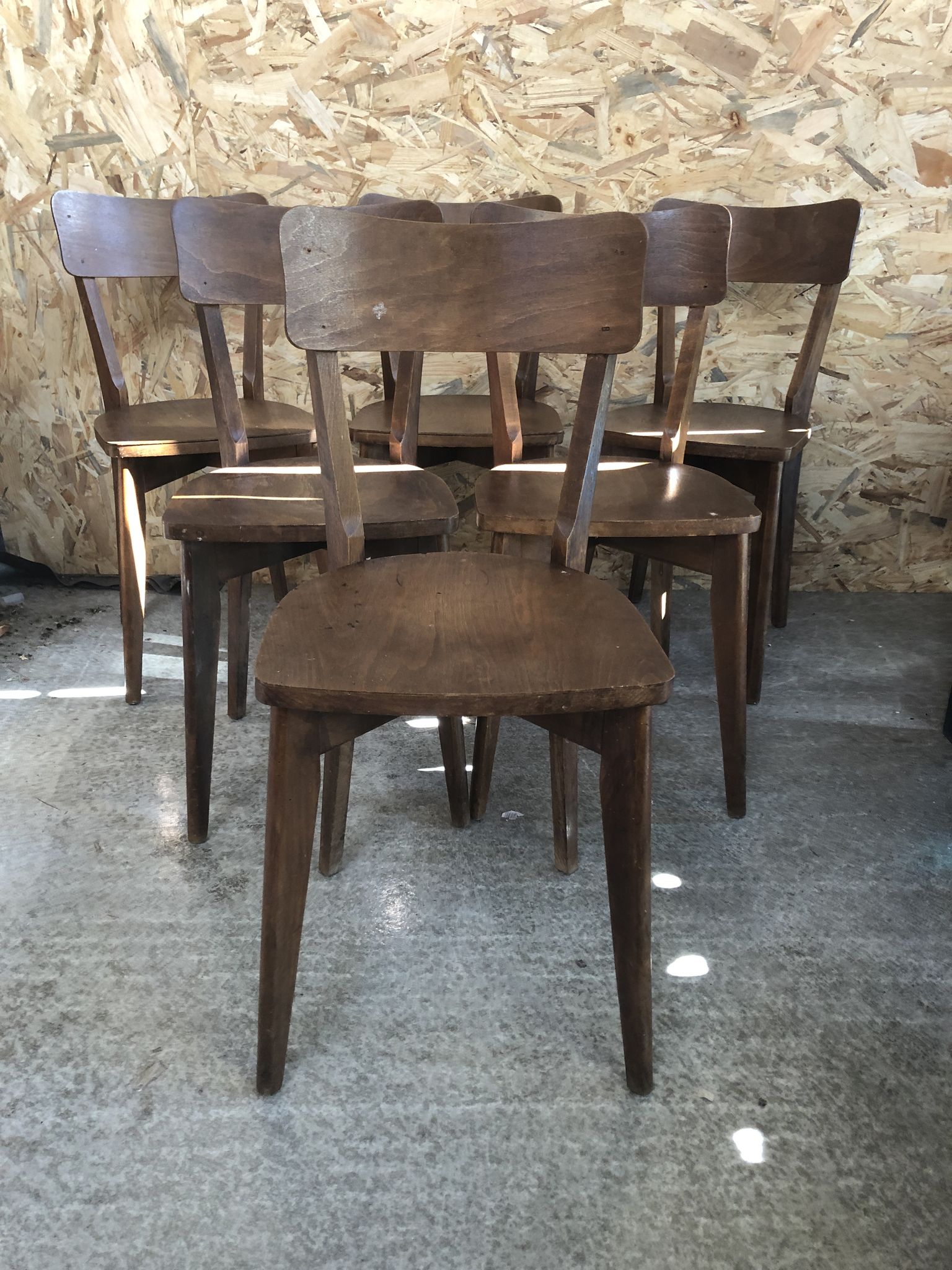 Série de 6 chaises bistrot scandinave bois vintage