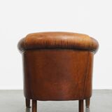 Cognac-Colored Sheepskin Leather Club Chair