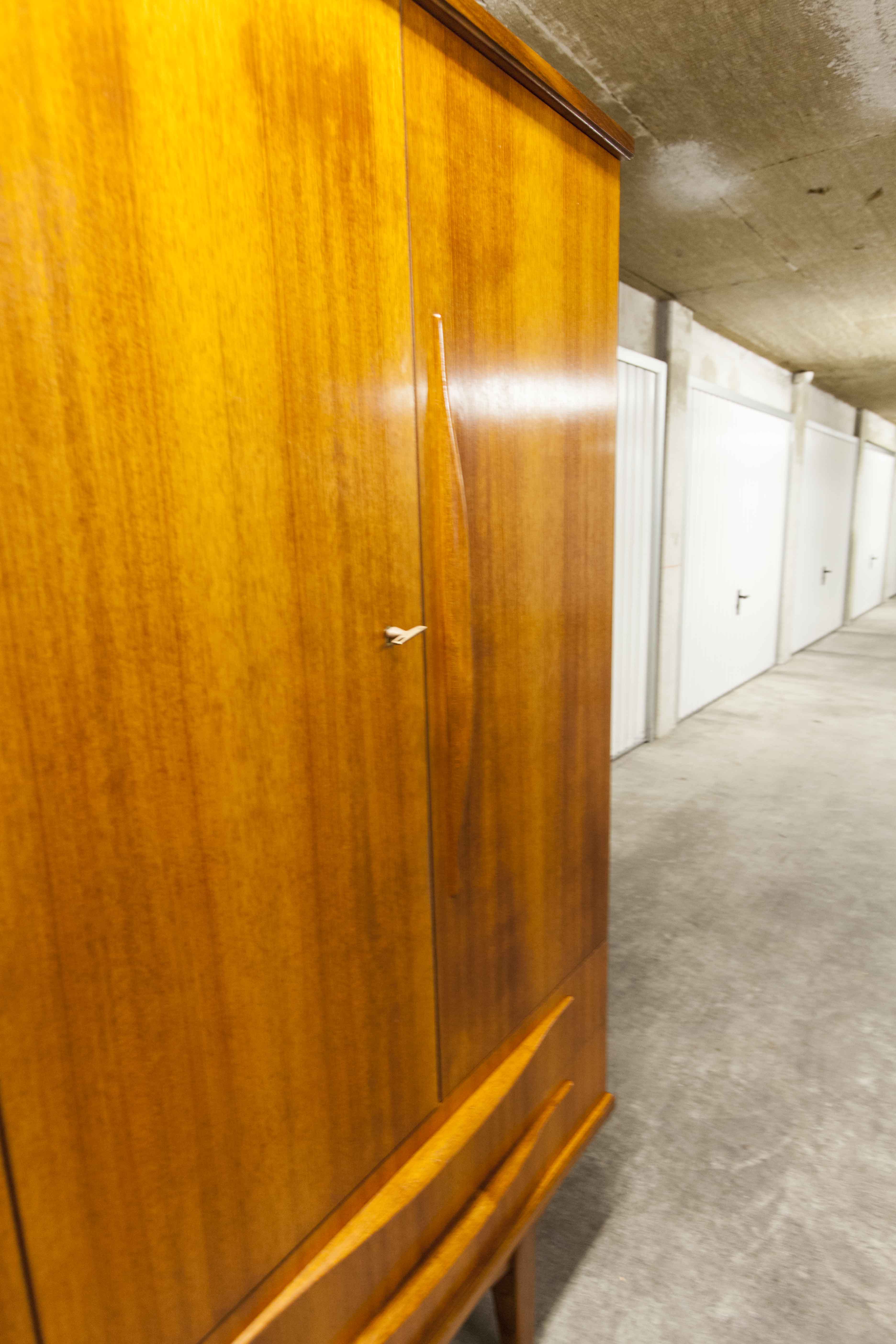 Scandinavian teak cabinet 4 doors 2+1 drawers wardrobe 1960