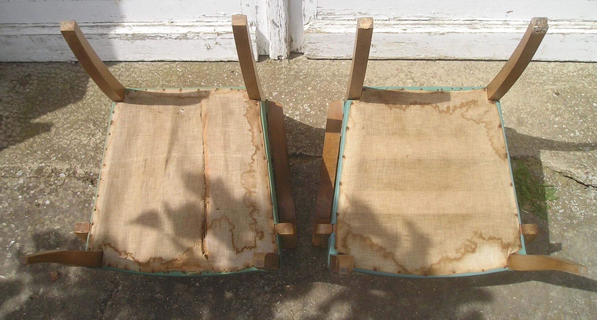 Pair of bridge armchairs in green skai 1960