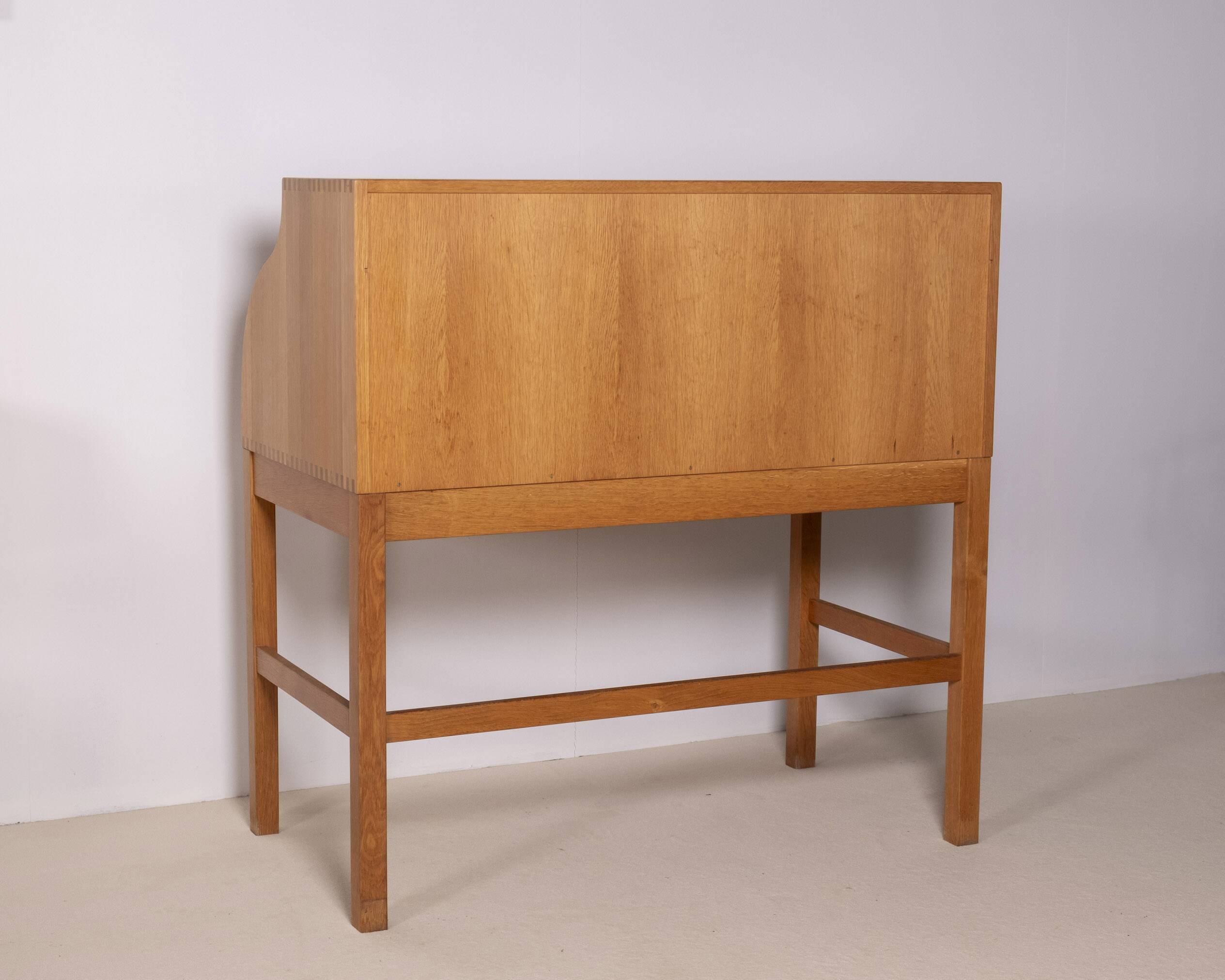 Andreas Hansen Roll Top Desk Secretary in Oak, 1970s Hadsten Traeindustri