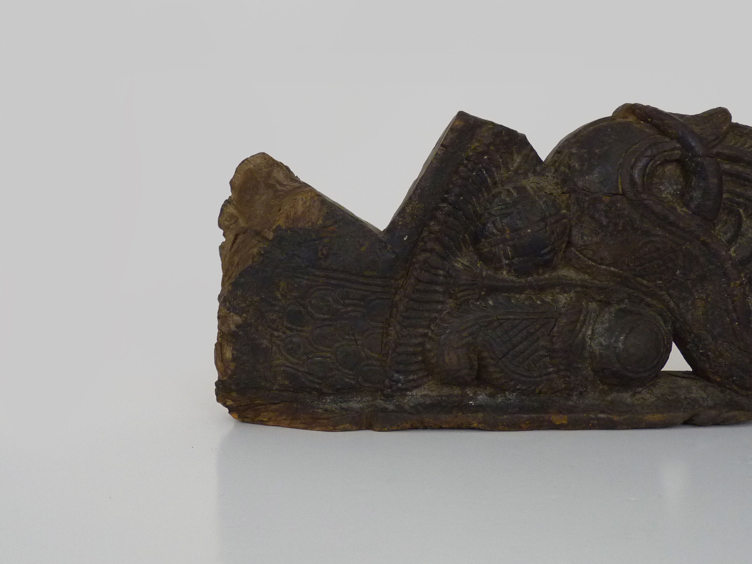 Piece of Indonesian wooden basrelief, chameleon. XIXth