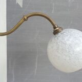 Brass wall lamp and cloudy glass Clichy art deco
