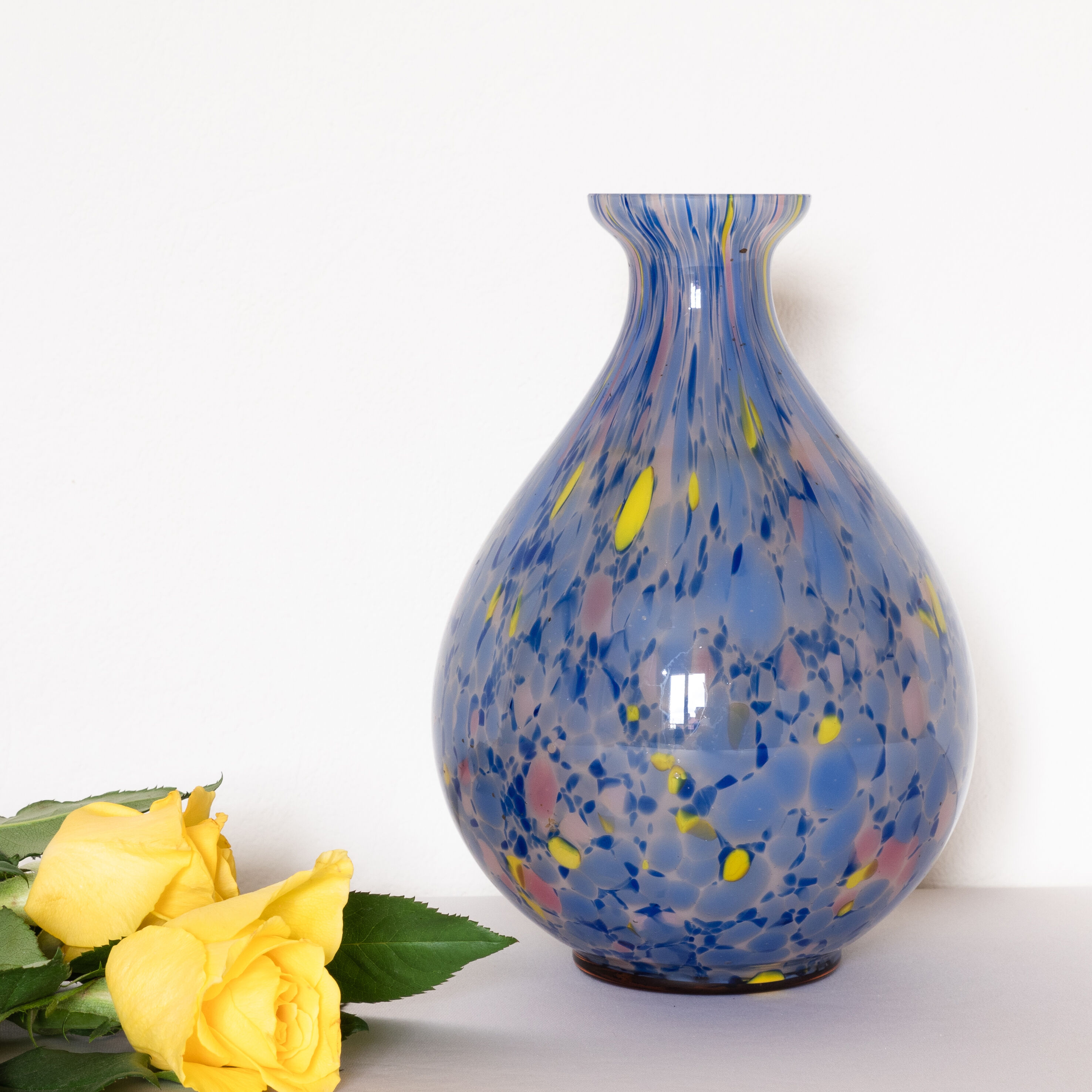Blue and yellow murano vase