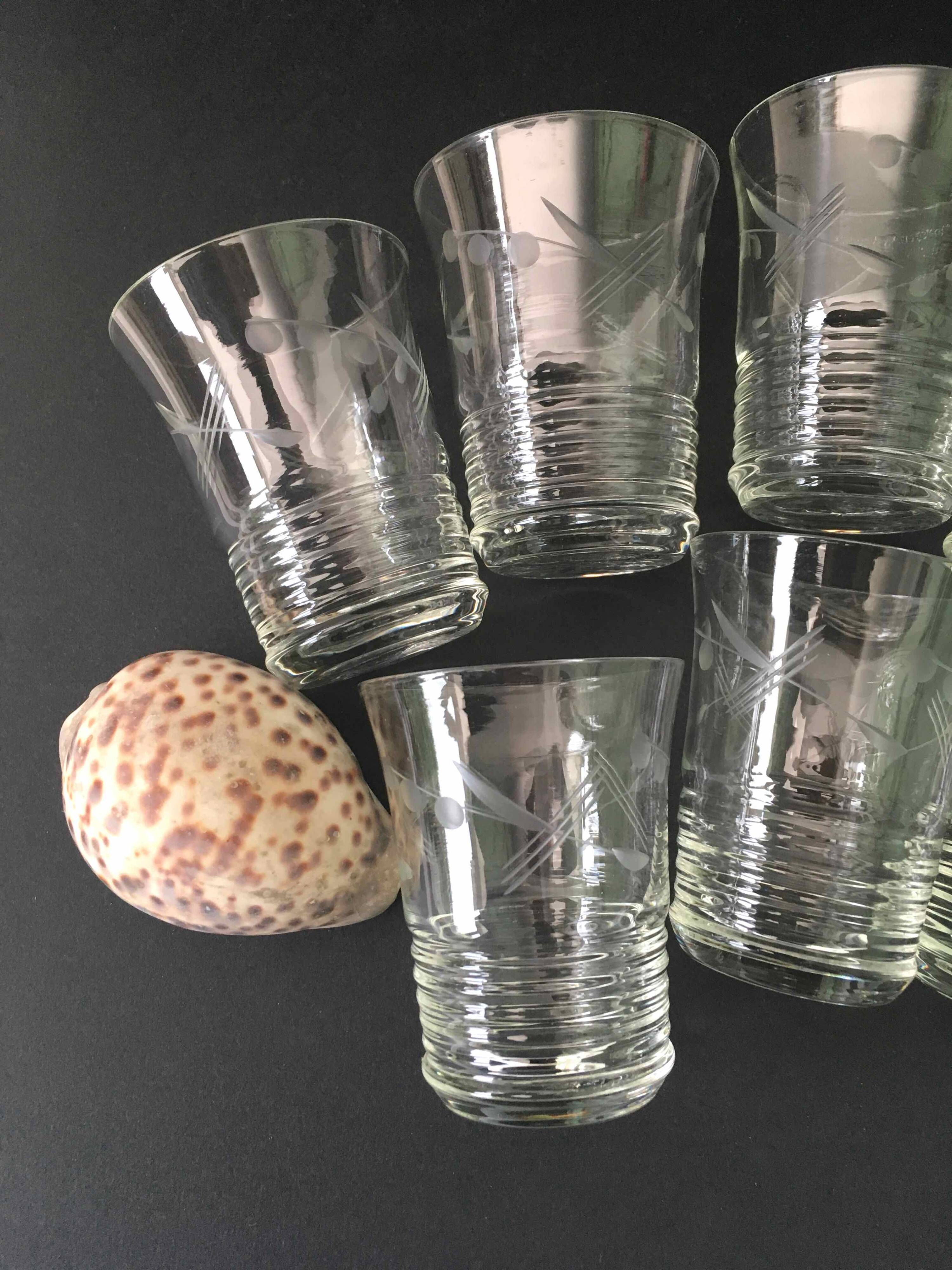 10 chiseled goblet glasses from the 40s